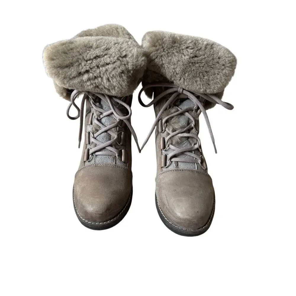 Luxe De Leon‎ Aura Leather Boot size 10 Smoke Gray